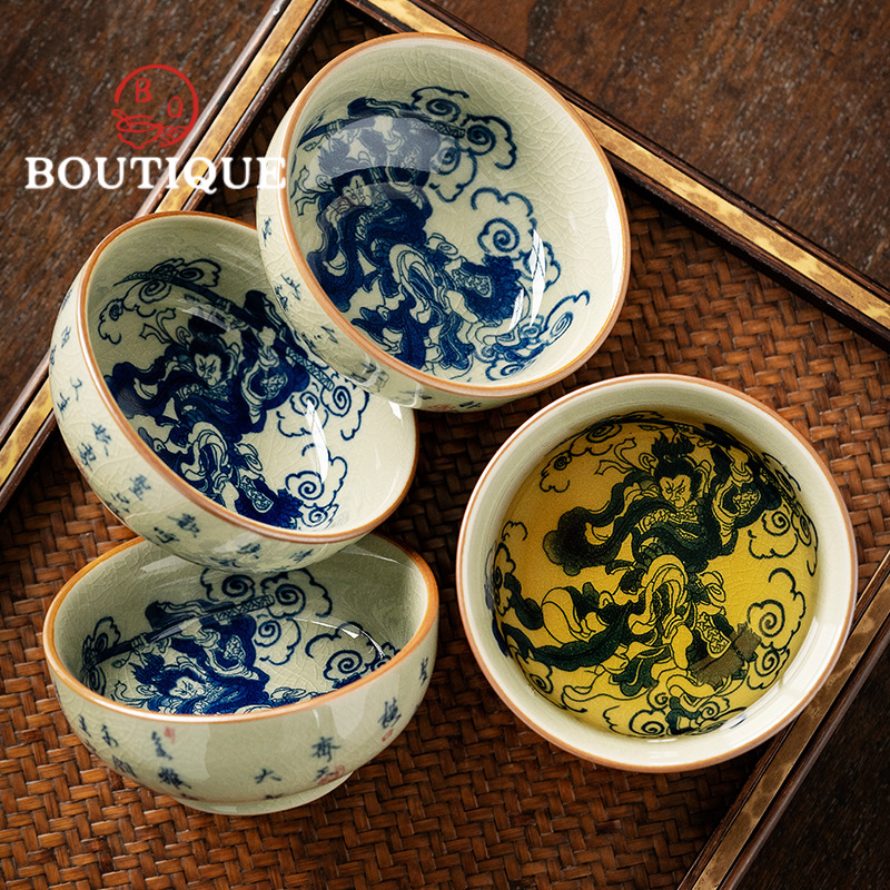 Japanese Pottery - 오래된 도자기 클레이 블루 및 화이트